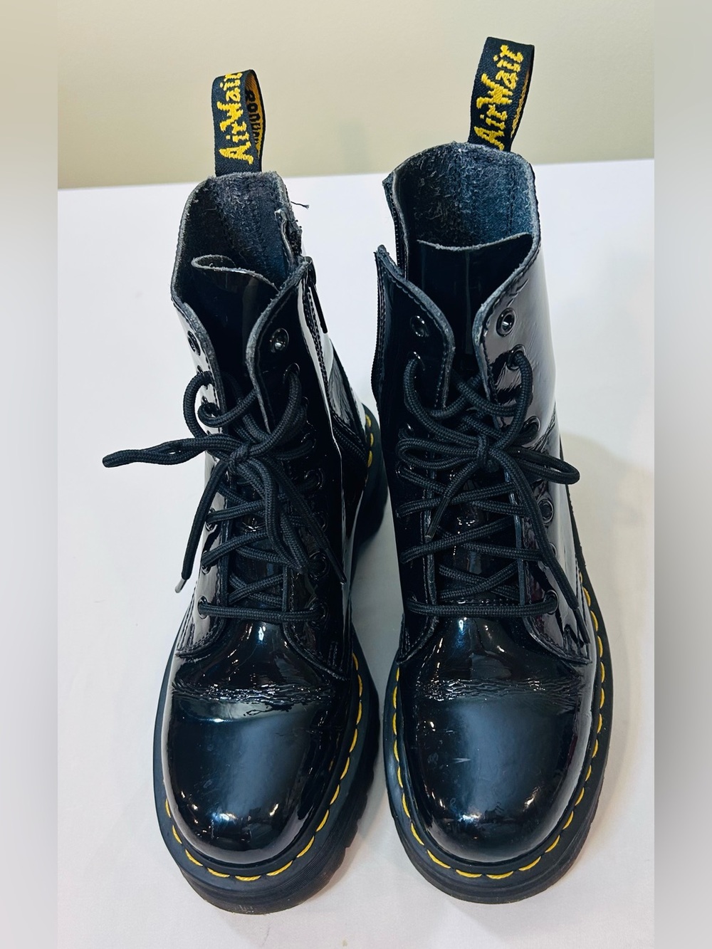 Dr Marten black patent boots size 7 1460. EUC